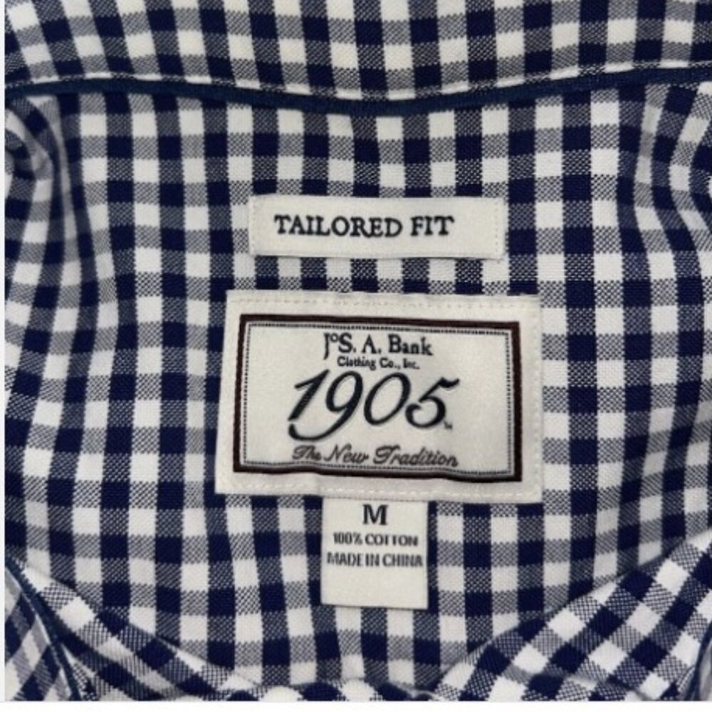 Jos A Bank 1905 Collection Tailored Fit Blue Collar Dress Shirt Size Medium - Picture 9 of 9